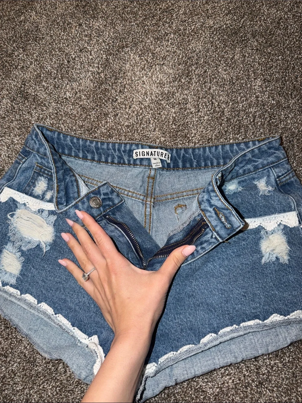 Denim Lace-Trim Women's Shorts